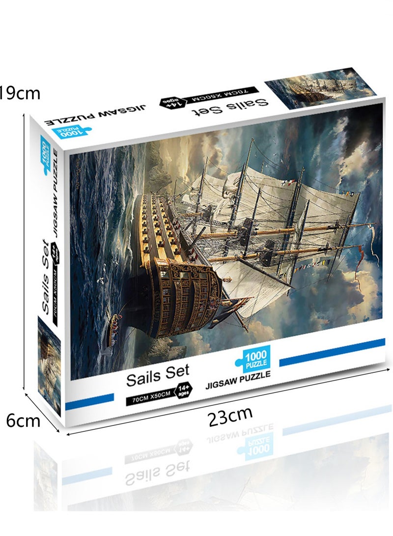 أحجية الصور المقطوعة الورقية للبالغين 1000 قطعة ألغاز بحرية كبيرة لغز الصور المقطوعة على شكل طائرة لتخفيف الضغط - Image 2